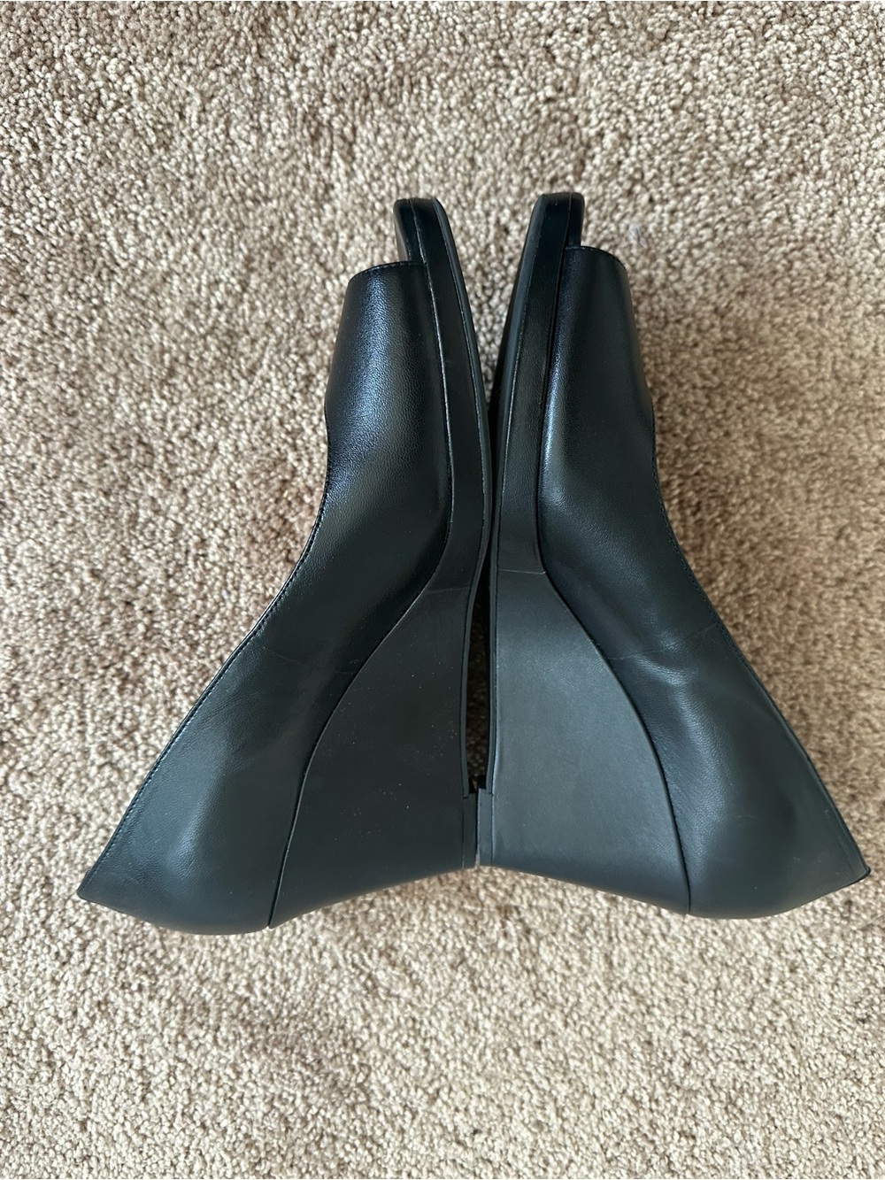 🌹Naturalizer women’s OLIVIA leather peep toe wedge heels black 9M/39 - Picture 4 of 6